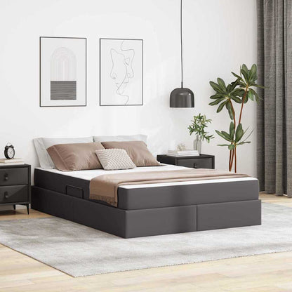 Letto con contenitore e materasso 2 pcs Grigio Pelle