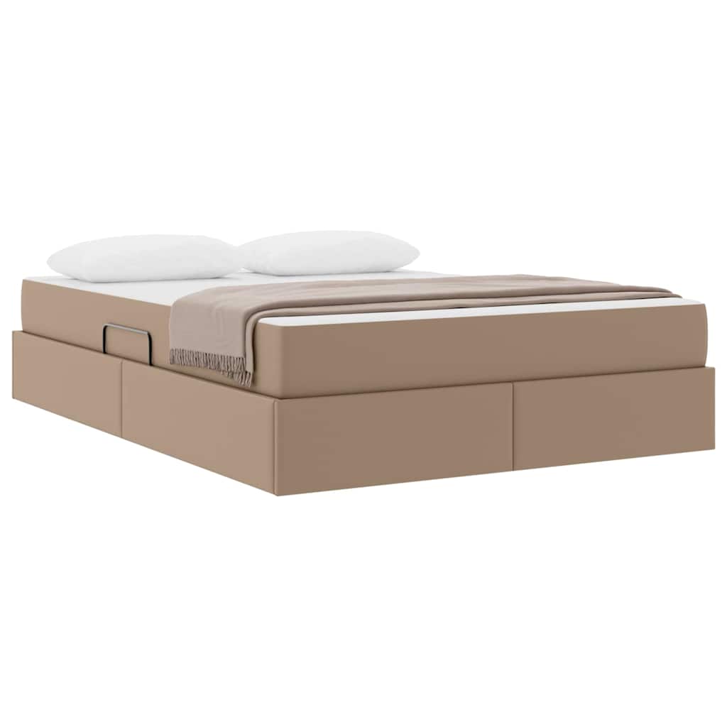 Letto con contenitore e materasso 2 pcs Cappuccino Pelle