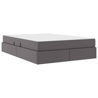 Letto con contenitore e materasso 2 pcs Grigio Pelle