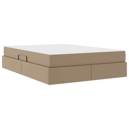 Letto con contenitore e materasso 2 pcs Cappuccino Pelle