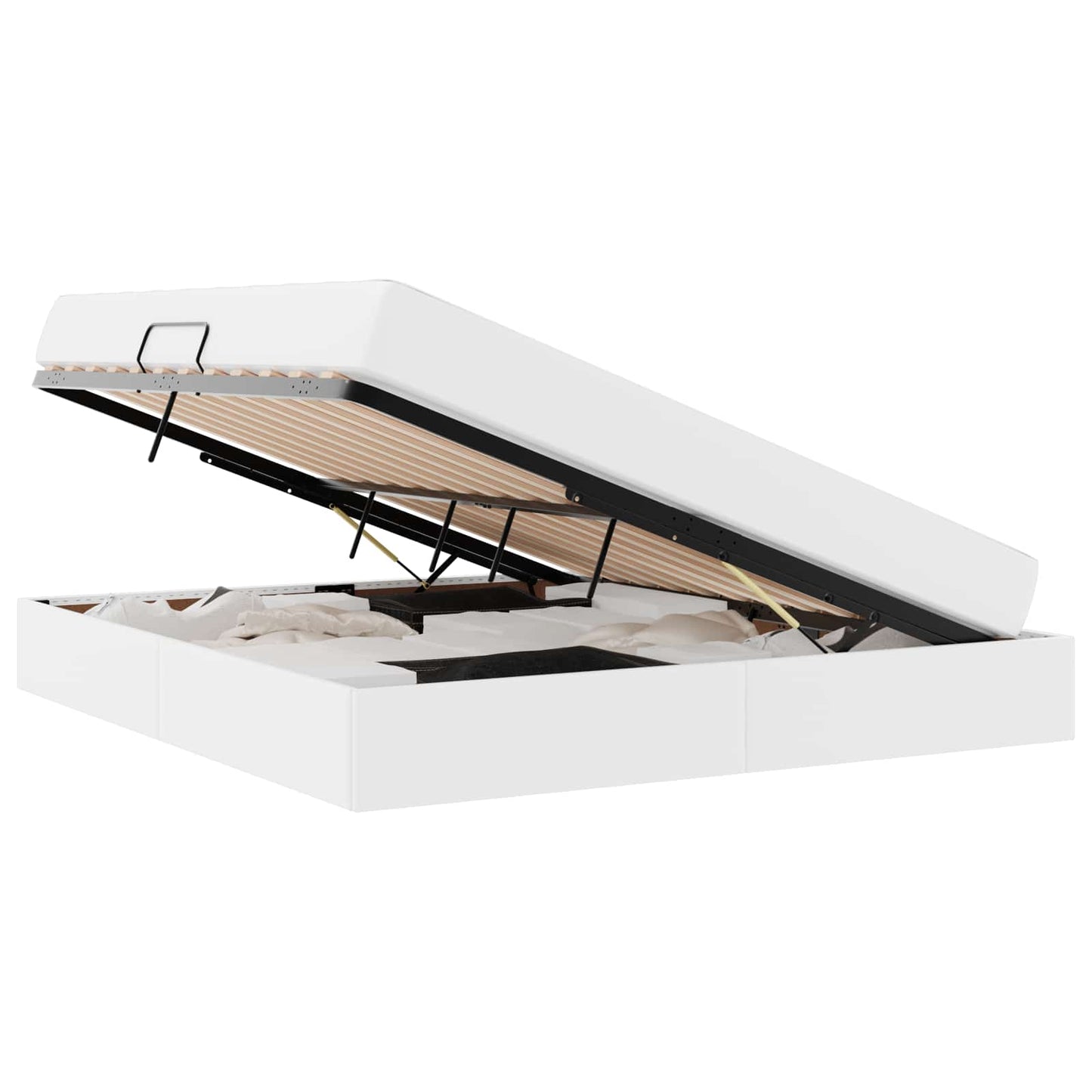 Letto con contenitore e materasso 2 pcs Bianco Pelle