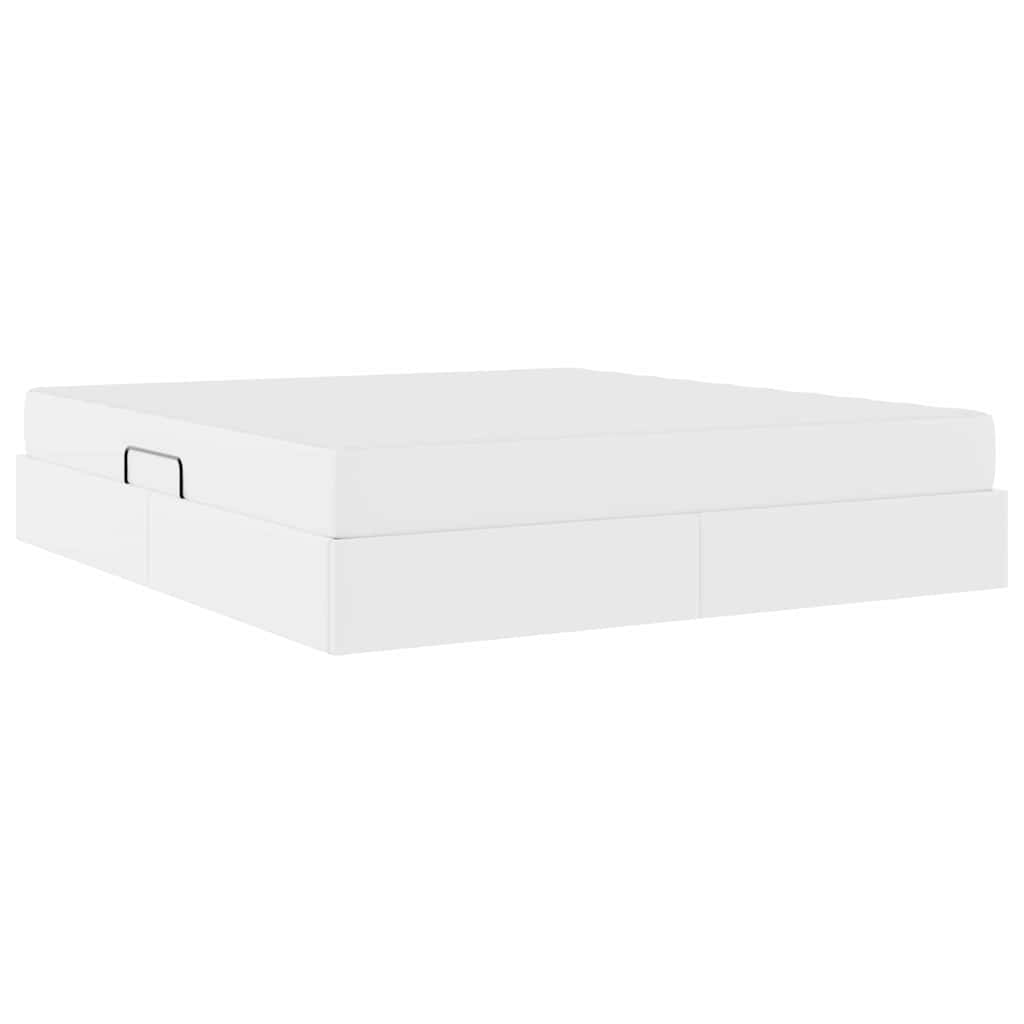 Letto con contenitore e materasso 2 pcs Bianco Pelle