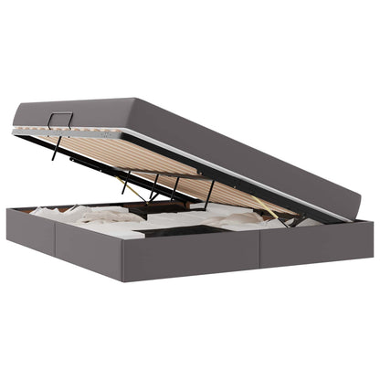 Letto con contenitore e materasso 2 pcs Grigio Pelle