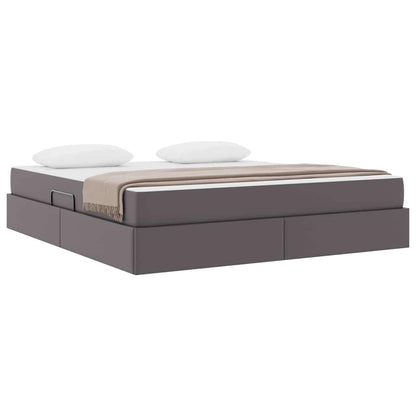 Letto con contenitore e materasso 2 pcs Grigio Pelle