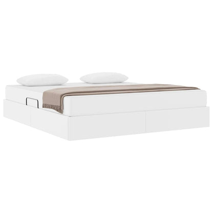 Letto con contenitore e materasso 2 pcs Bianco Pelle