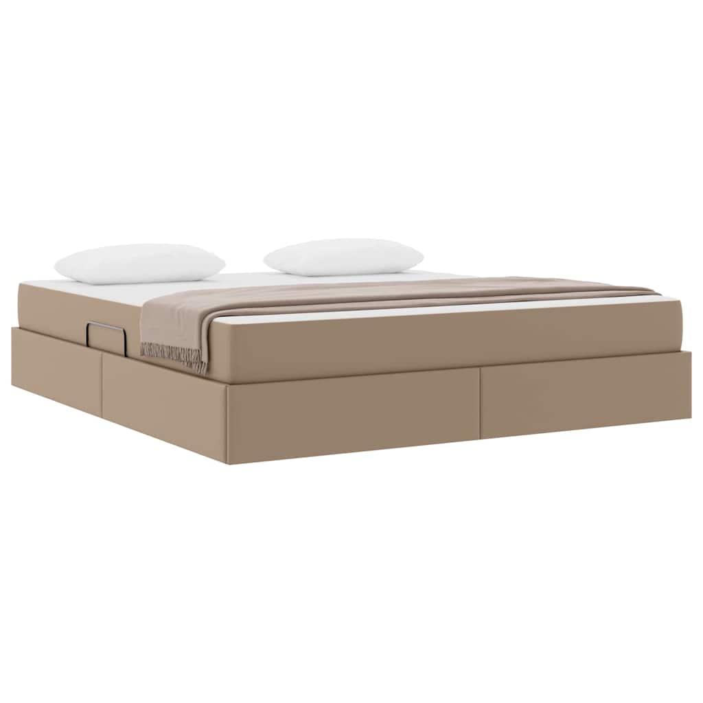 Letto con contenitore e materasso 2 pcs Cappuccino Pelle