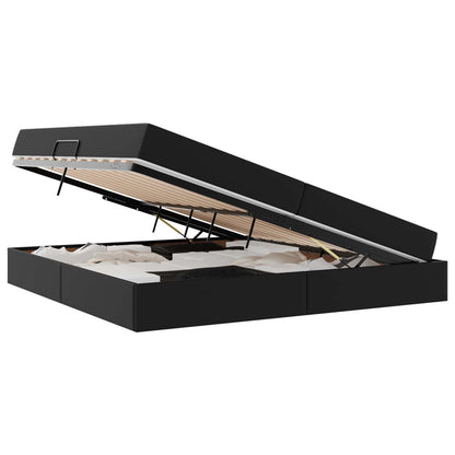 Letto con contenitore e materasso 2 pcs Nero Pelle