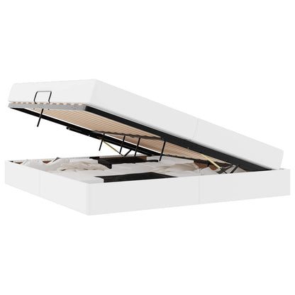 Letto con contenitore e materasso 2 pcs Bianco Pelle