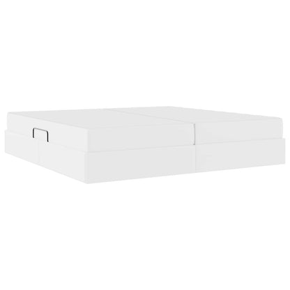 Letto con contenitore e materasso 2 pcs Bianco Pelle