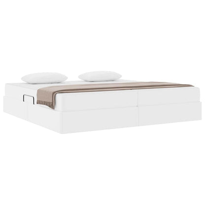 Letto con contenitore e materasso 2 pcs Bianco Pelle