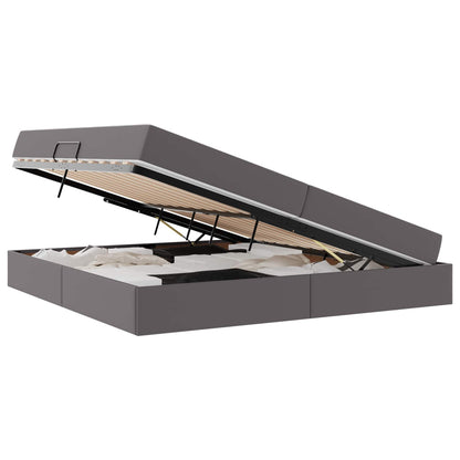 Letto con contenitore e materasso 2 pcs Grigio Pelle