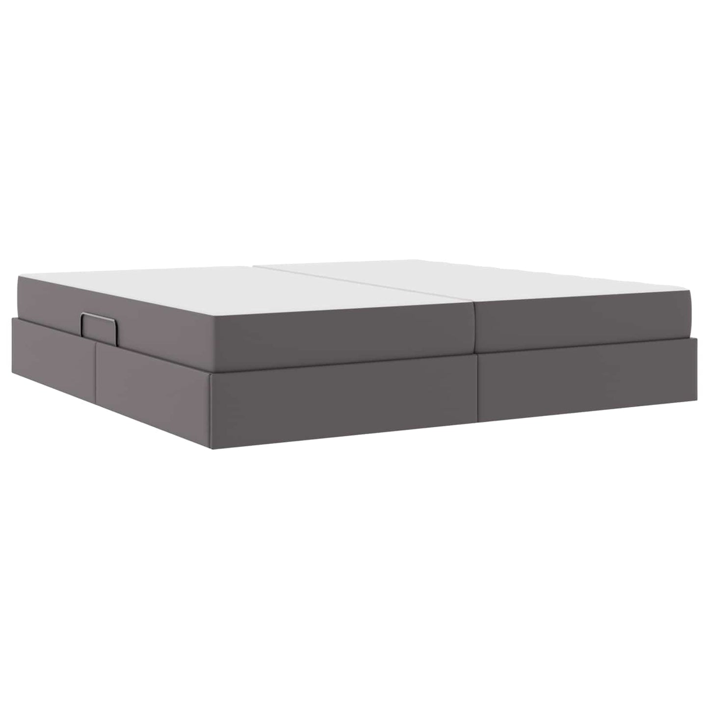 Letto con contenitore e materasso 2 pcs Grigio Pelle