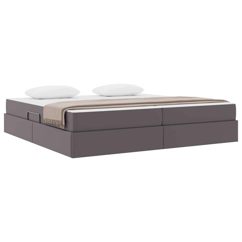 Letto con contenitore e materasso 2 pcs Grigio Pelle
