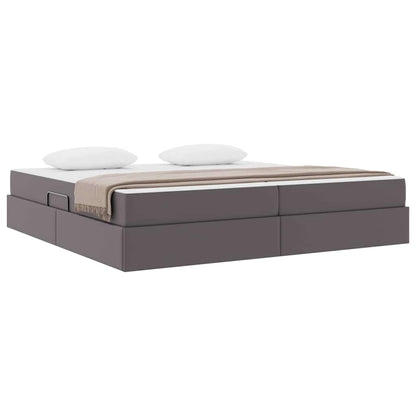 Letto con contenitore e materasso 2 pcs Grigio Pelle