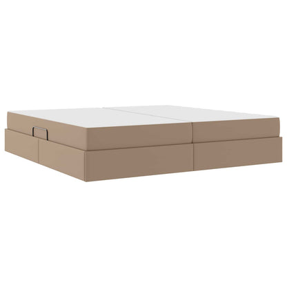Letto con contenitore e materasso 2 pcs Cappuccino Pelle