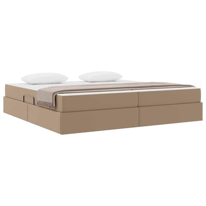 Letto con contenitore e materasso 2 pcs Cappuccino Pelle
