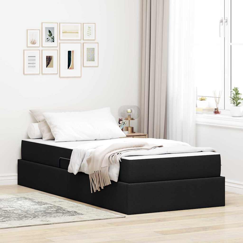 Letto con contenitore e materasso Nero 90 x 190 cm Poliestere