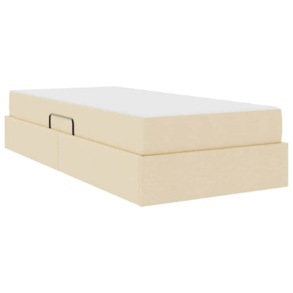 Letto con contenitore e materasso Crema 90 x 190 cm Poliestere
