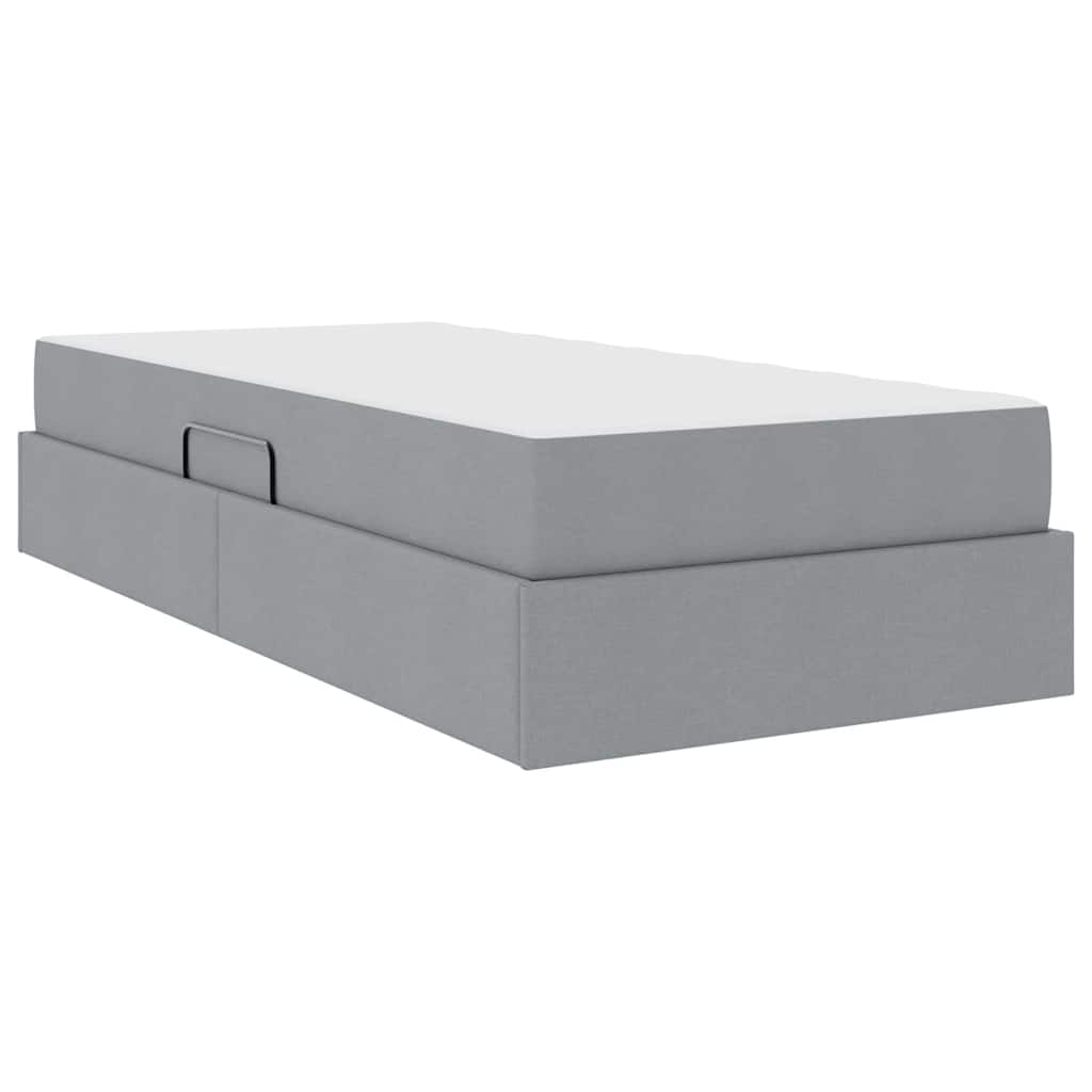 Letto con contenitore e materasso Grigio chiaro 90 x 200 cm
