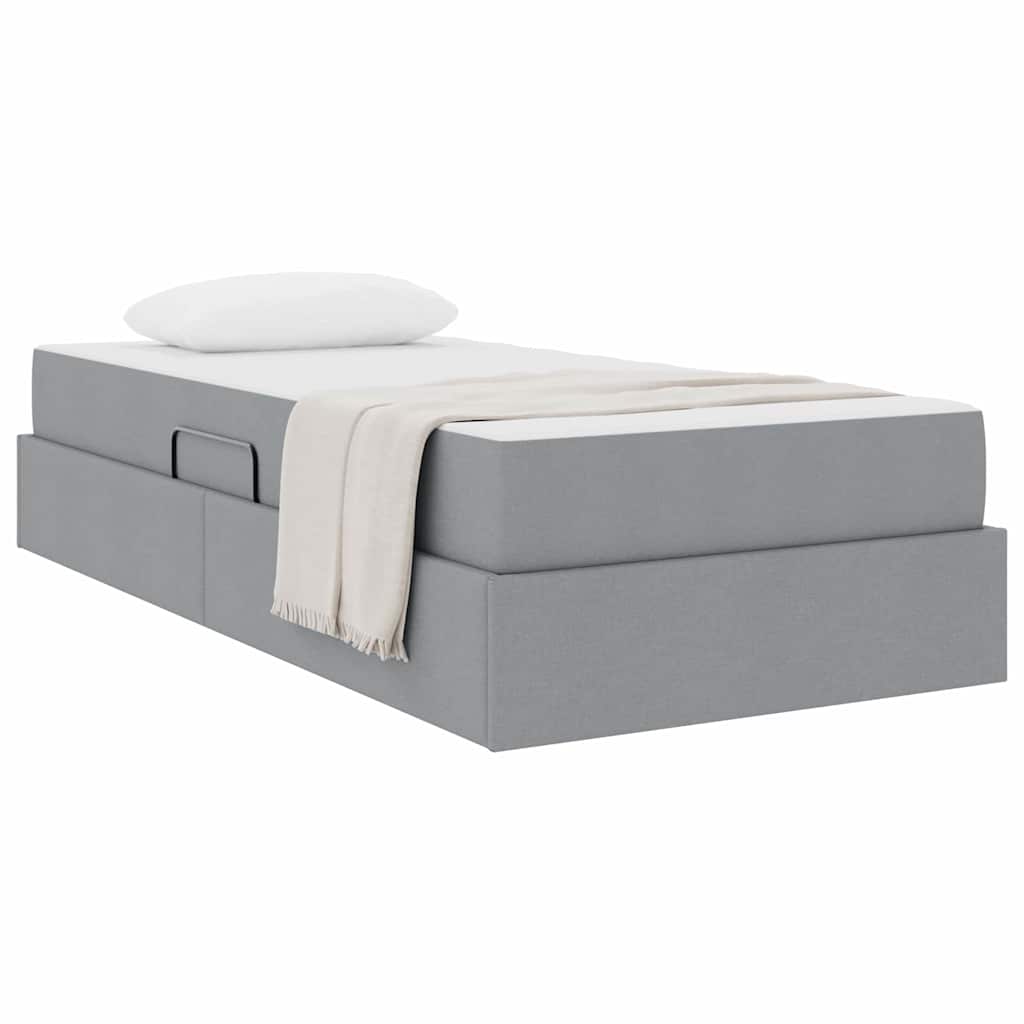 Letto con contenitore e materasso Grigio chiaro 90 x 200 cm
