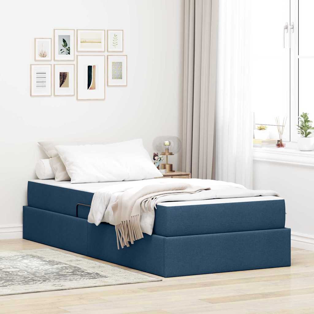 Letto con contenitore e materasso Blu 90 x 200 cm Poliestere