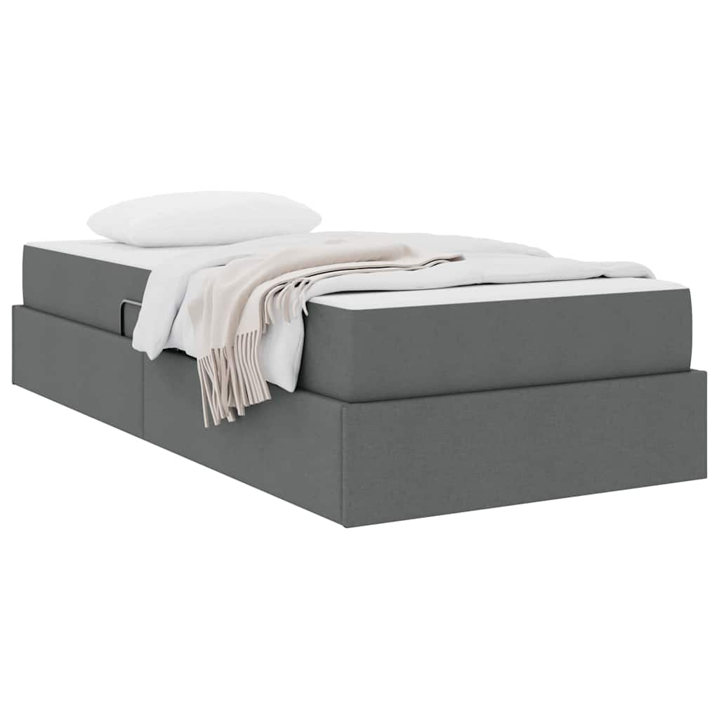 Letto con contenitore e materasso Grigio scuro 100 x 200 cm