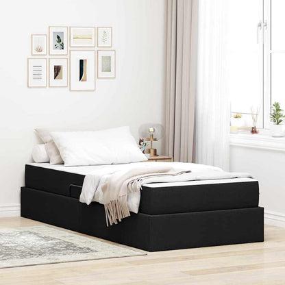 Letto con contenitore e materasso Nero 100 x 200 cm Poliestere