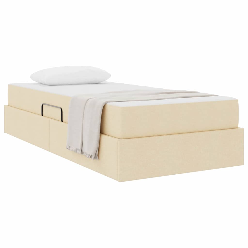 Letto con contenitore e materasso Crema 100 x 200 cm Poliestere