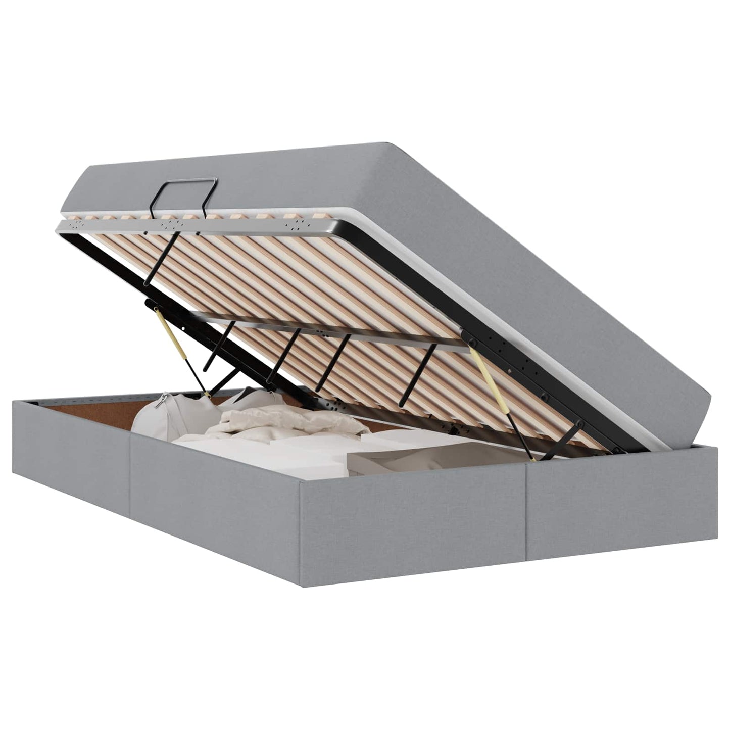 Letto con contenitore e materasso Grigio chiaro 120 x 190 cm