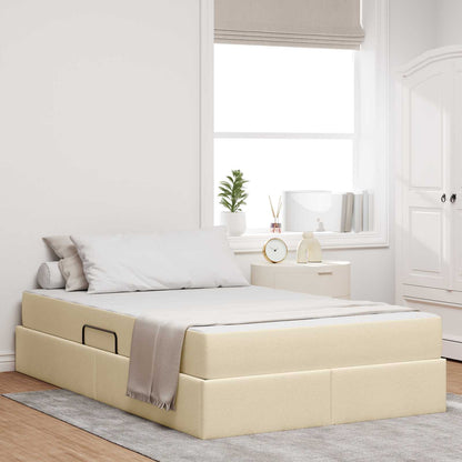 Letto con contenitore e materasso Crema 120 x 190 cm Poliestere