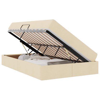 Letto con contenitore e materasso Crema 120 x 190 cm Poliestere