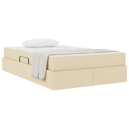 Letto con contenitore e materasso Crema 120 x 190 cm Poliestere