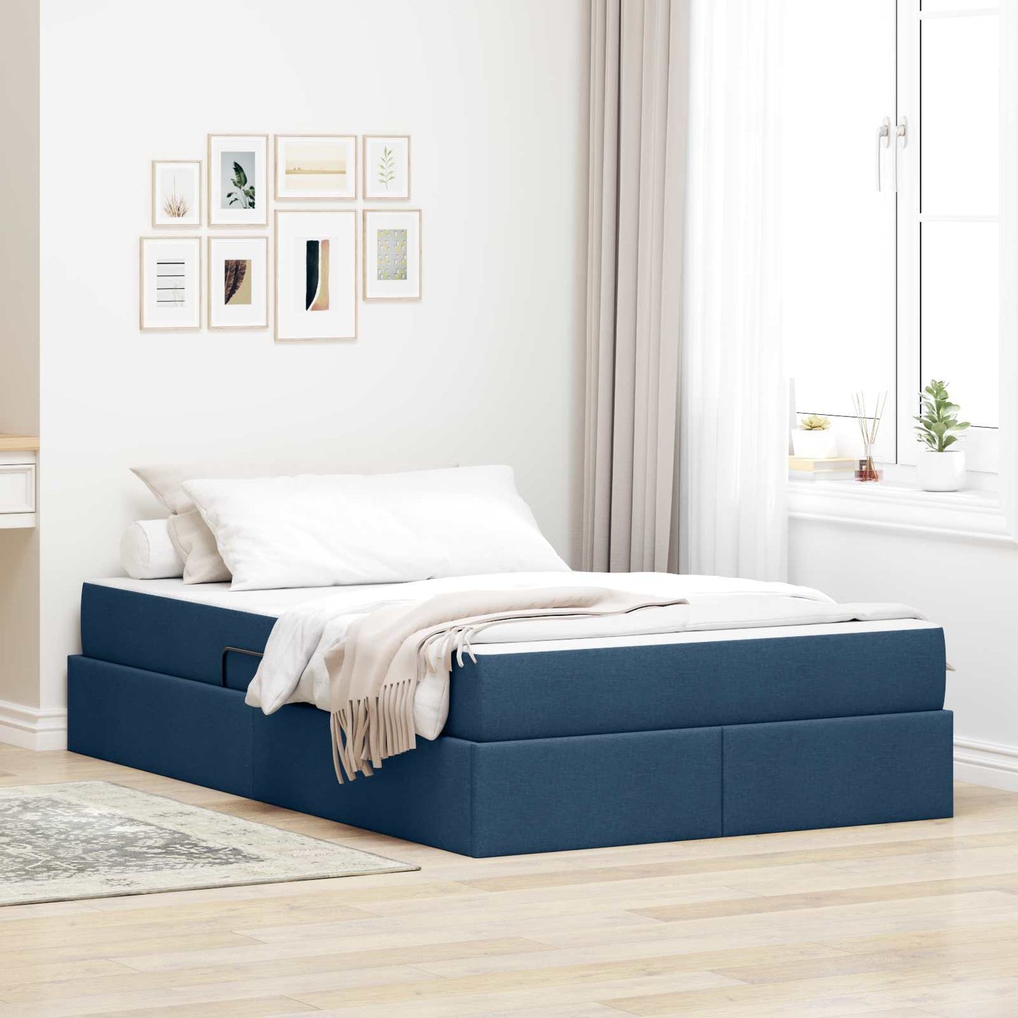 Letto con contenitore e materasso Blu 120 x 190 cm Poliestere