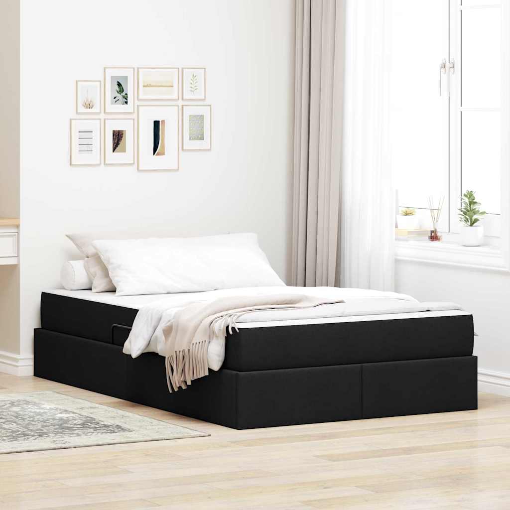 Letto con contenitore e materasso Nero 120 x 200 cm Poliestere