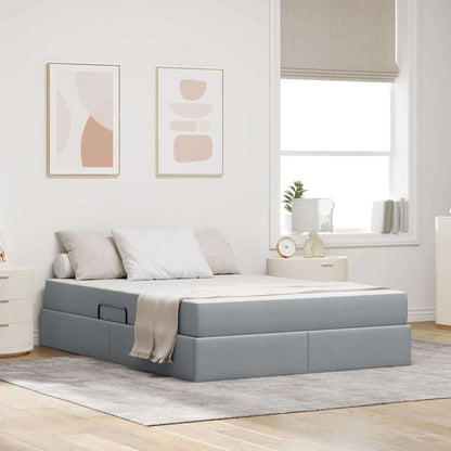 Letto con contenitore e materasso Grigio chiaro 140 x 190 cm
