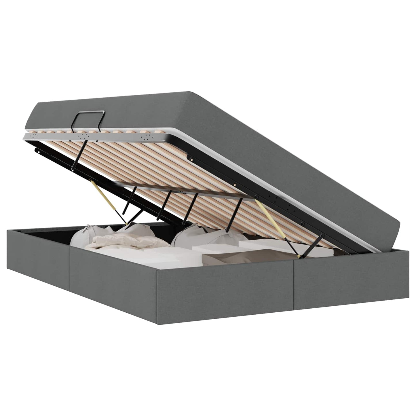 Letto con contenitore e materasso Grigio scuro 140 x 190 cm