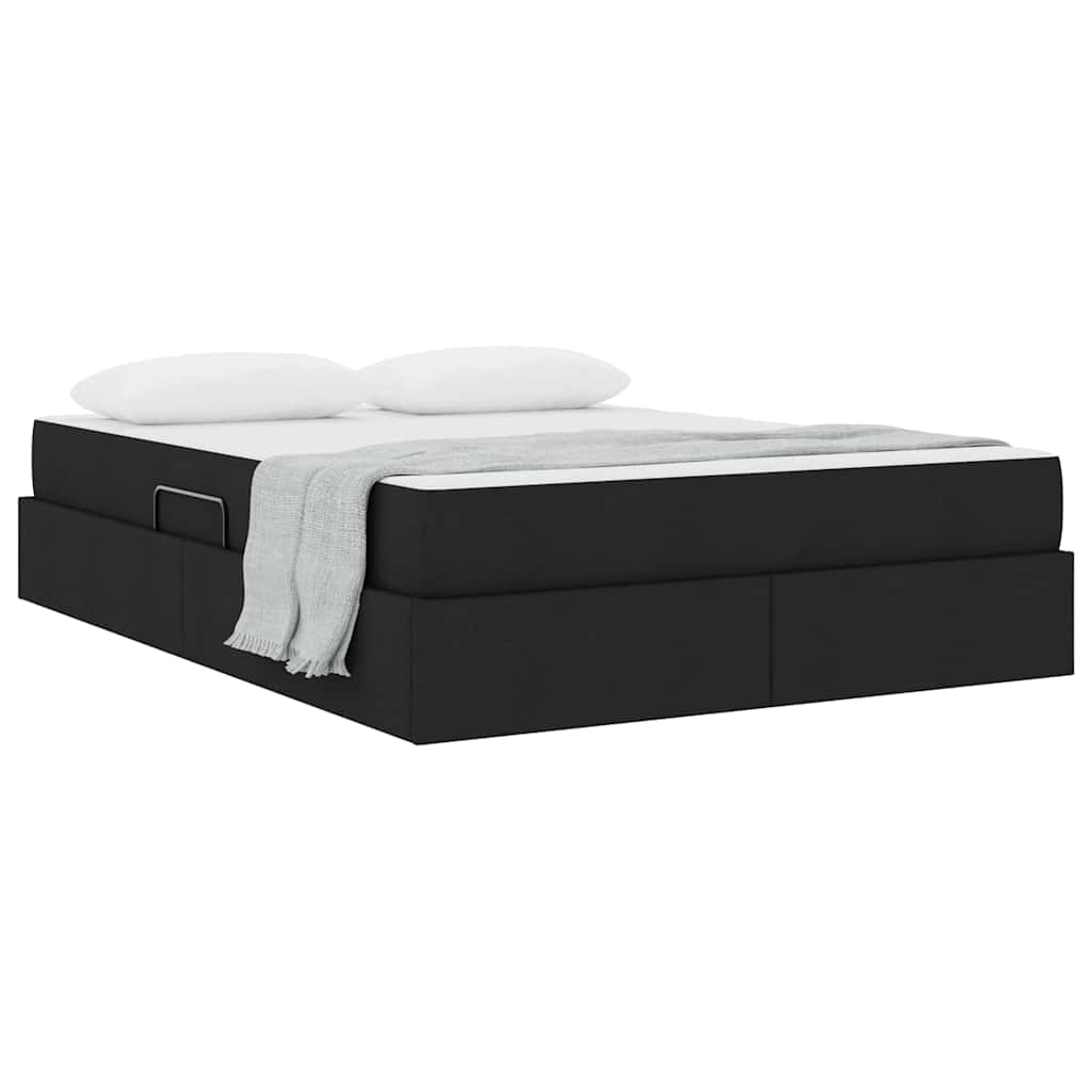 Letto con contenitore e materasso Nero 140 x 190 cm Poliestere
