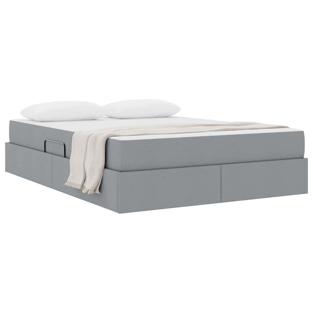 Letto con contenitore e materasso Grigio chiaro 140 x 200 cm