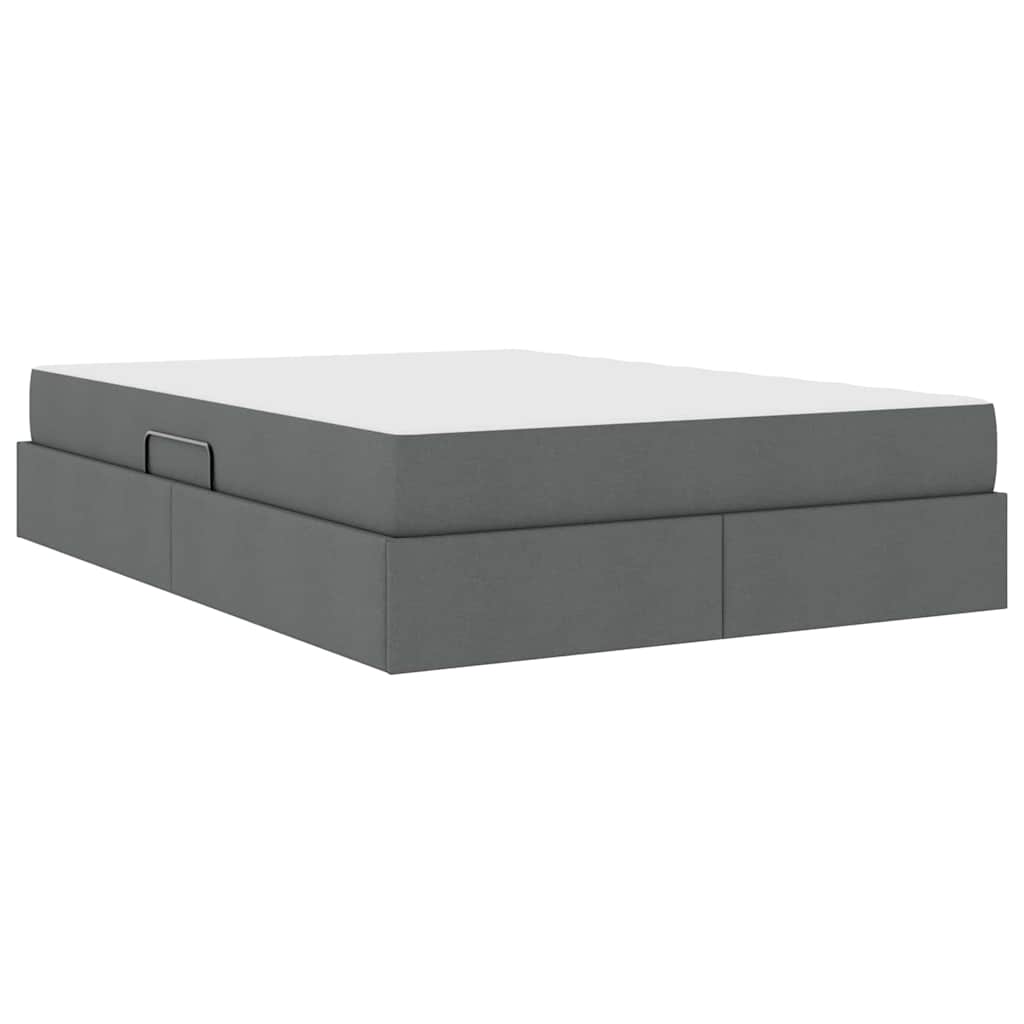 Letto con contenitore e materasso Grigio scuro 140 x 200 cm