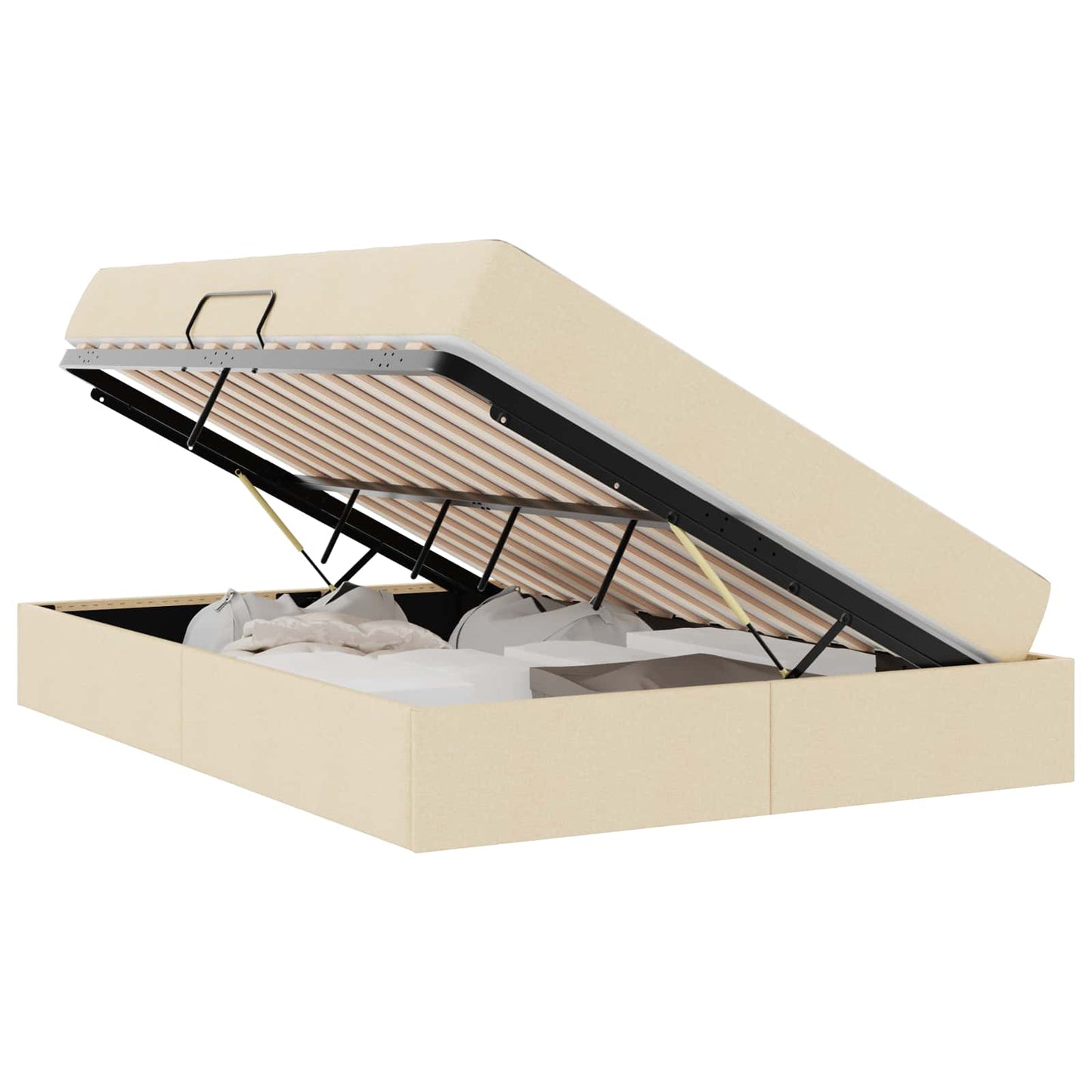 Letto con contenitore e materasso Crema 140 x 200 cm Poliestere