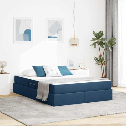 Letto con contenitore e materasso Blu 140 x 200 cm Poliestere