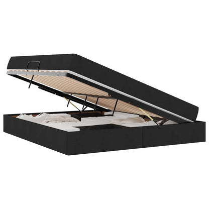 Letto con contenitore e materasso Nero 160 x 200 cm Poliestere