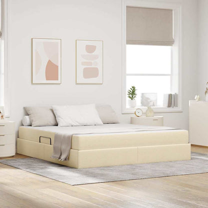 Letto con contenitore e materasso Crema 160 x 200 cm Poliestere