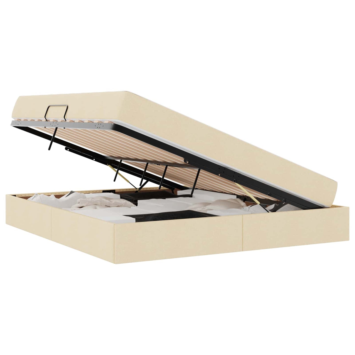Letto con contenitore e materasso Crema 160 x 200 cm Poliestere