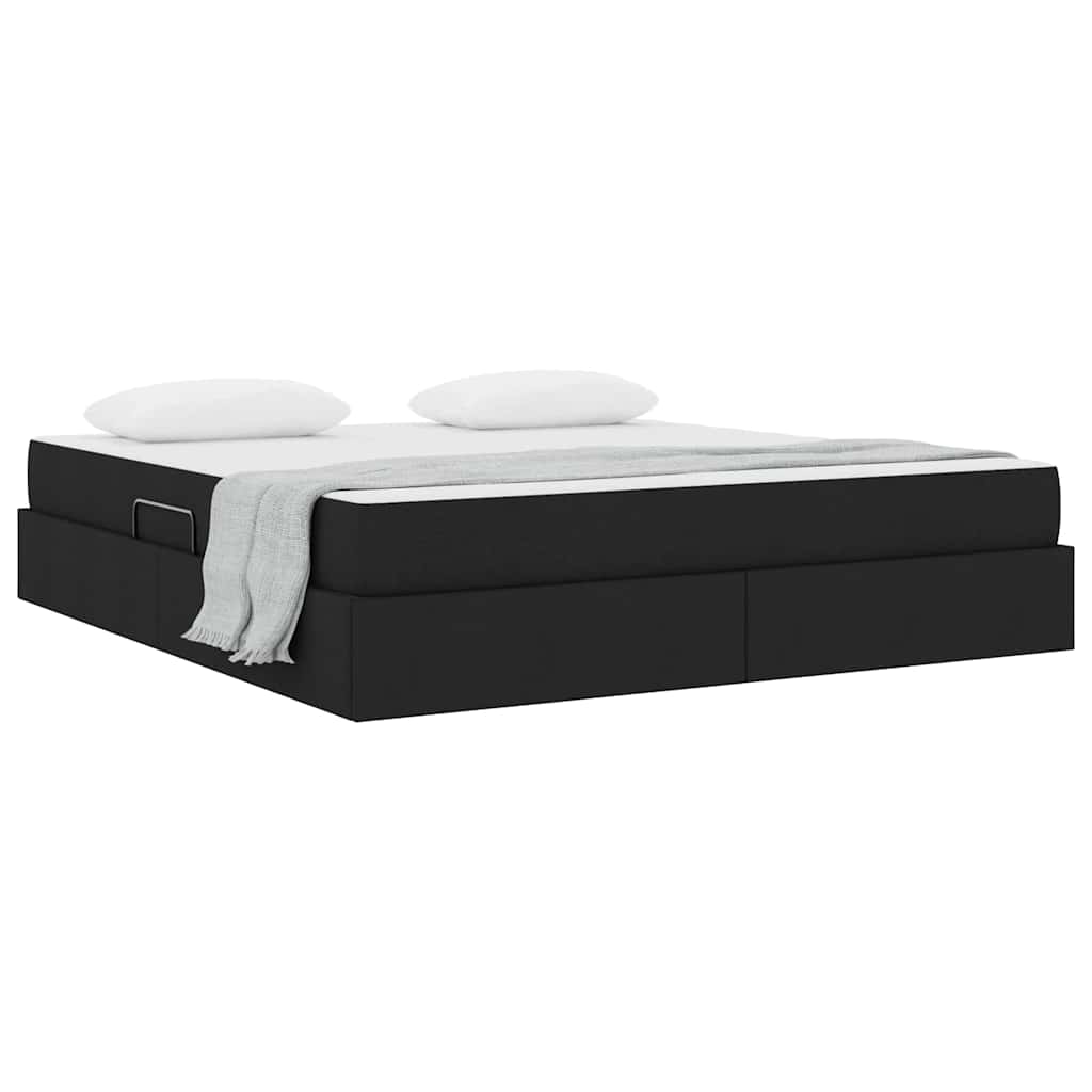 Letto con contenitore e materasso Nero 180 x 200 cm Poliestere