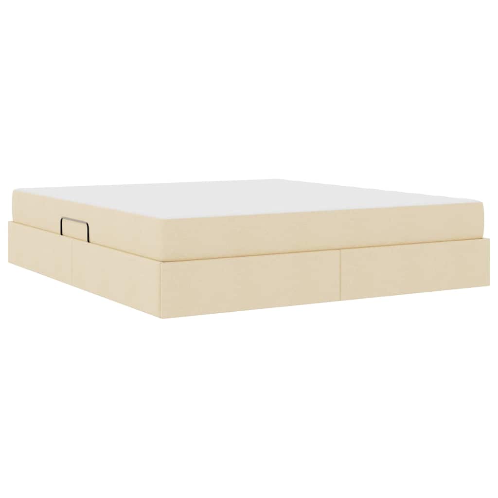 Letto con contenitore e materasso Crema 180 x 200 cm Poliestere