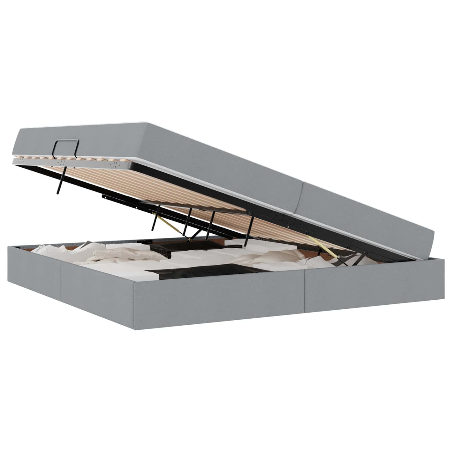 Letto con contenitore e materasso Grigio chiaro 200 x 200 cm