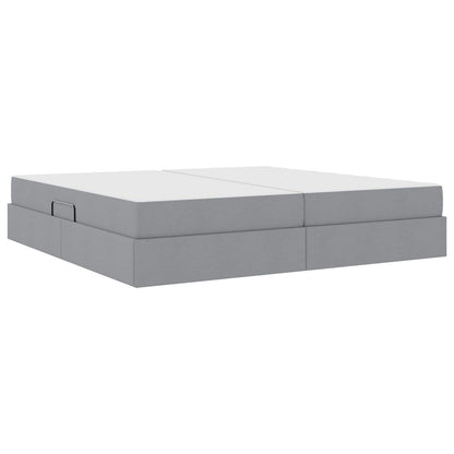 Letto con contenitore e materasso Grigio chiaro 200 x 200 cm