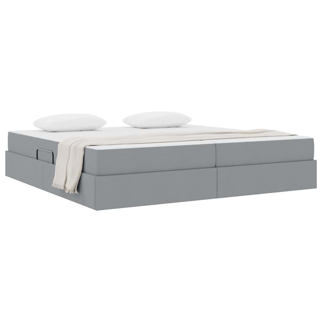Letto con contenitore e materasso Grigio chiaro 200 x 200 cm