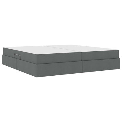 Letto con contenitore e materasso Grigio scuro 200 x 200 cm